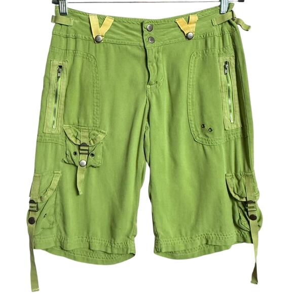 Da-Nang Shorts Vintage Cargo Pants Y2K Size S Multiple Pockets Zippers Buckles